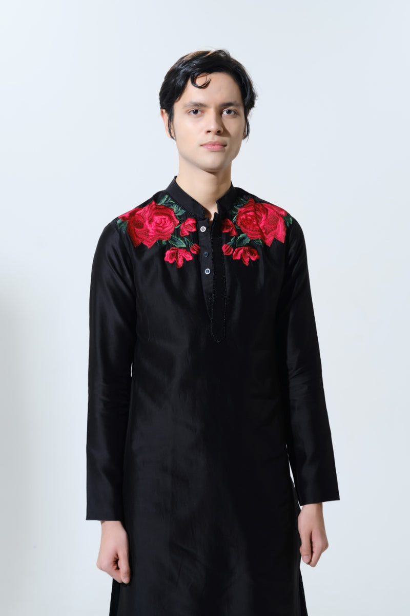 ORENTAIL CRIMSON ROSE KURTA SET