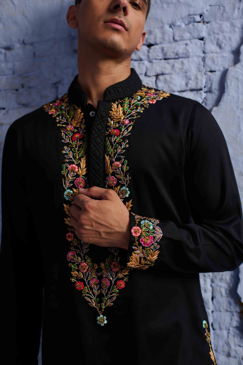 BLACK MAHARAJA KASHMIRI KURTA