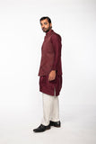 WINE LOTUS BUNDI WITH WINE PINTUCK KURTA