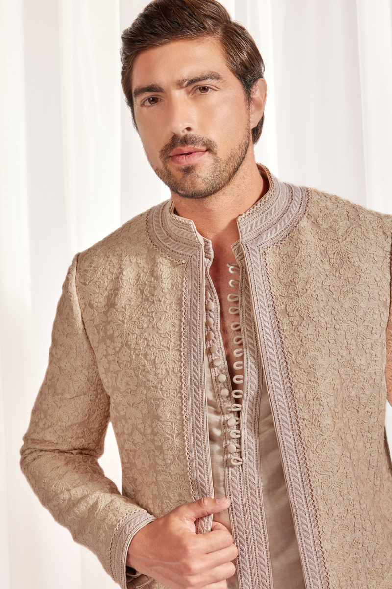 SHORT ACHKAN OPEN SET WITH KURTA AND SLIM PANT