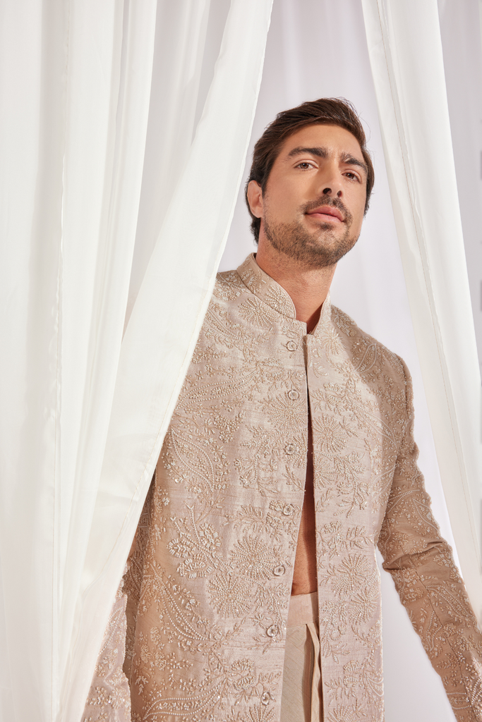 SHERWANI WITH UNDER KURTA AND CHURIDAR