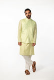 MINT GREEN ABSTRACT MIRROR BUNDI WITH MINT GREEN MIRROR ABSTRACT KURTA SET