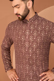 DARK RUST BROWN CHIKANKARI KURTA