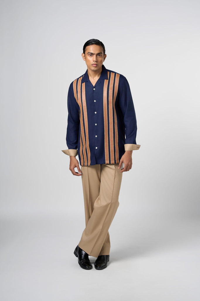 LEATHER STRIPED SHIRT