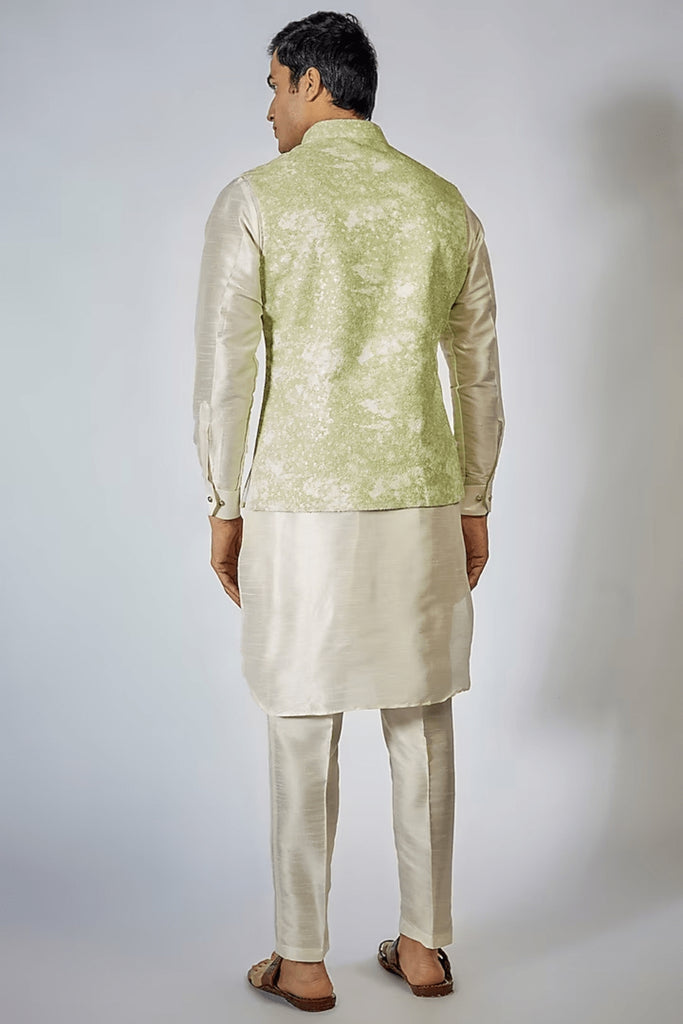 PISTA GREEN SHADED KURTA-JACKET SET