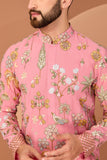 DARK PINK FLORA-FAUNA EMBROIDERED KURTA