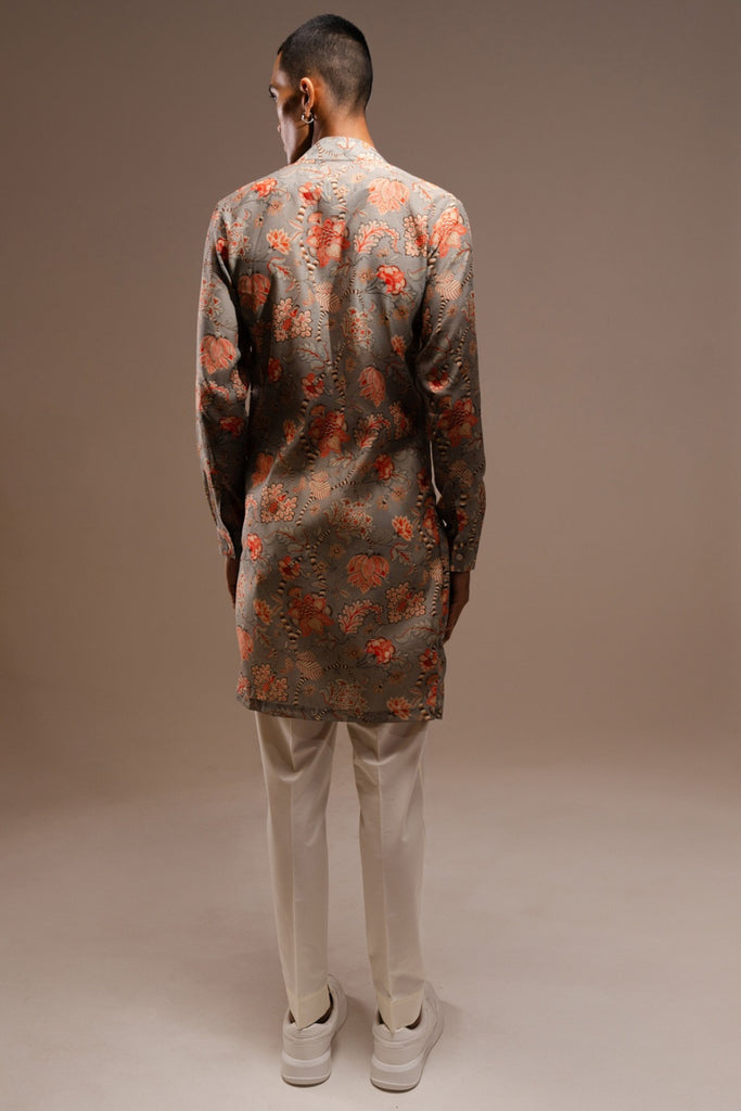 GREY HAMDARD LONG KURTA PAJAMA SET