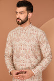 BEIGE-CREAM FLORAL CHIKANKARI KURTA
