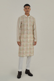 GEOMETRIC EMBROIDERY KURTA SET WITH MIRROR WORK