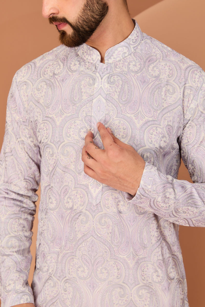 PURPLE KASHMIRI EMBROIDERED CHIKANKARI KURTA