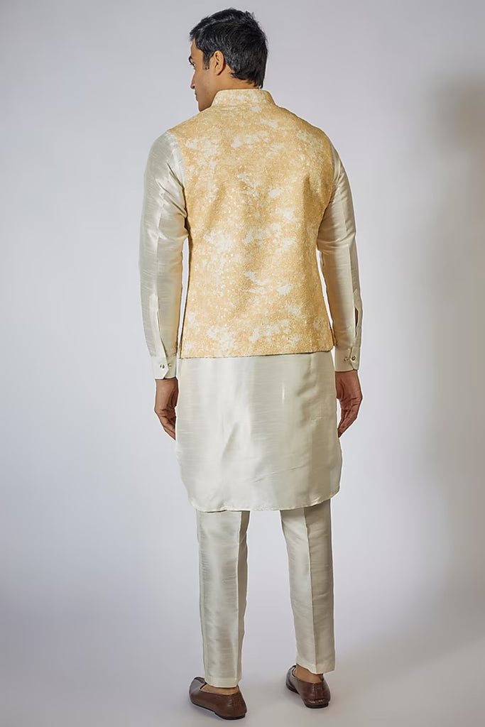 YELLOW SHADED KURTA-JACKET SET