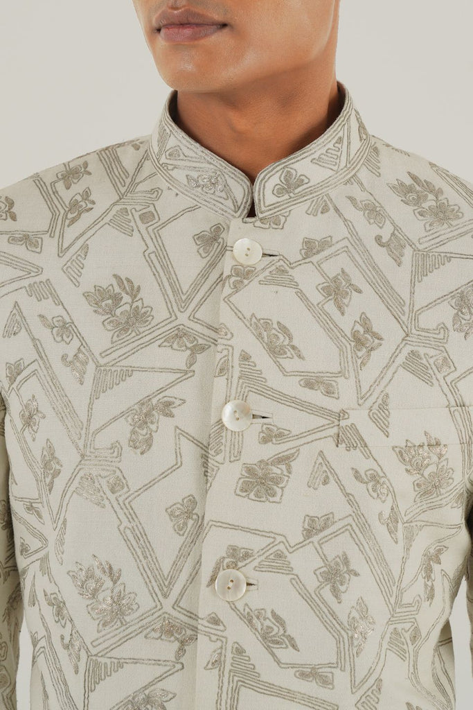 GEOMETRIC EMBROIDERED BANDHGALA