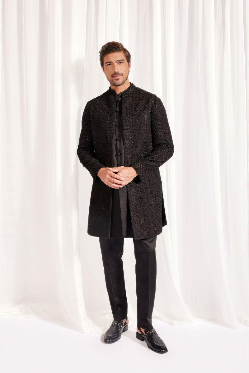 DECONSTRUCTED JACKET SET WITH KURTA AND SLIM PANT