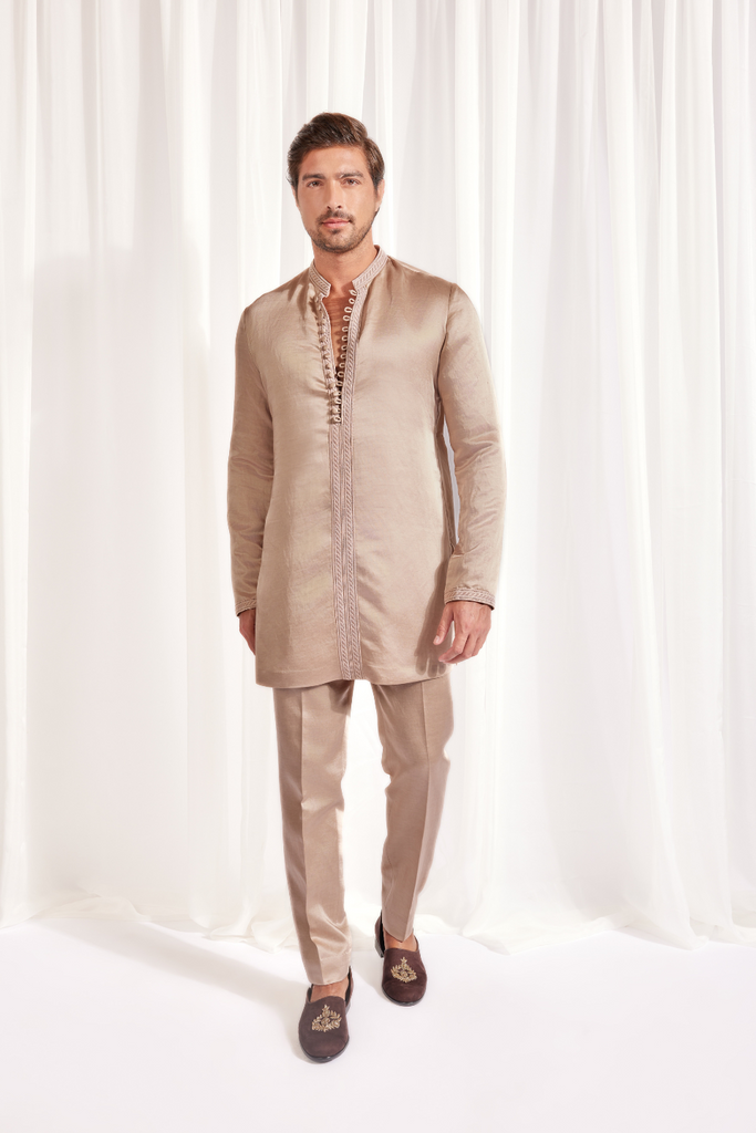 SHORT ACHKAN OPEN SET WITH KURTA AND SLIM PANT