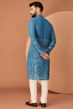 GREYISH BLUE CHIKANKARI KURTA