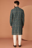 BLUE-GREY HEAVY ABSTRACT SEQUINED KURTA