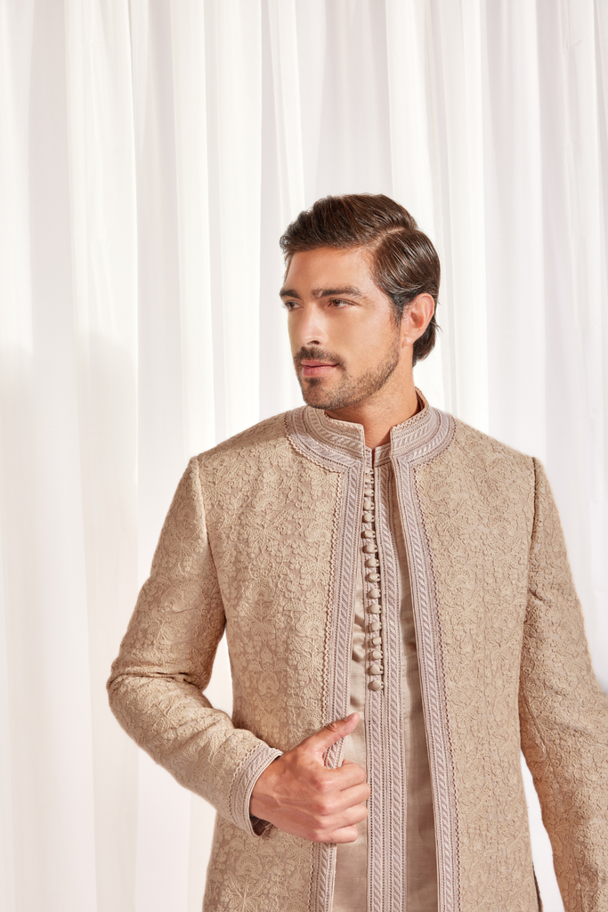 SHORT ACHKAN OPEN SET WITH KURTA AND SLIM PANT