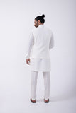 IVORY KURTA SET WITH IVORY LOTUS WATERDROPS BUNDI