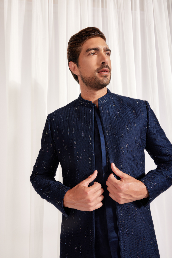 SHORT OPEN ACHKAN WITH KURTA, SLIM PANTS