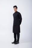 BLACK PINTUCK KURTA WITH BLACK 3D EMBRIODERED BUNDI