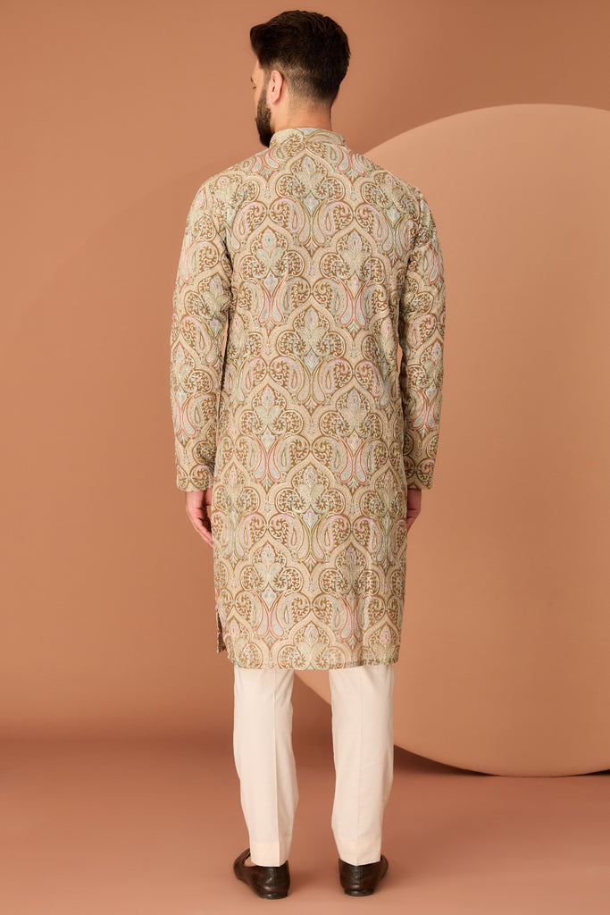 BROWN KASHMIRI EMBROIDERED CHIKANKARI KURTA
