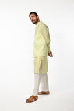 MINT GREEN ABSTRACT MIRROR BUNDI WITH MINT GREEN MIRROR ABSTRACT KURTA SET