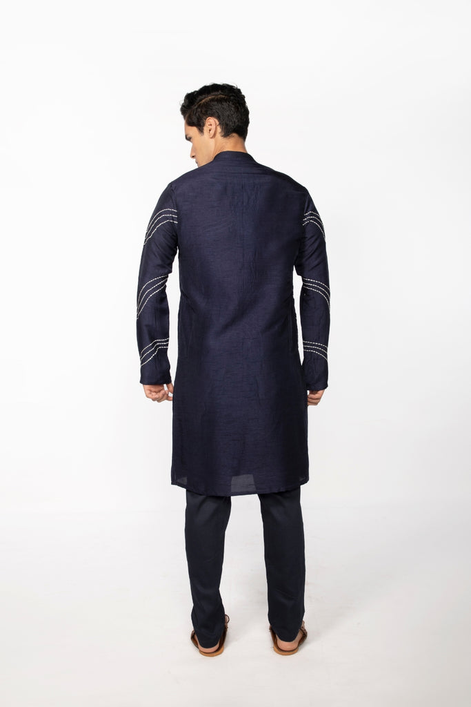 MIDNIGHT BLUE CHAIN STITCH KURTA SET