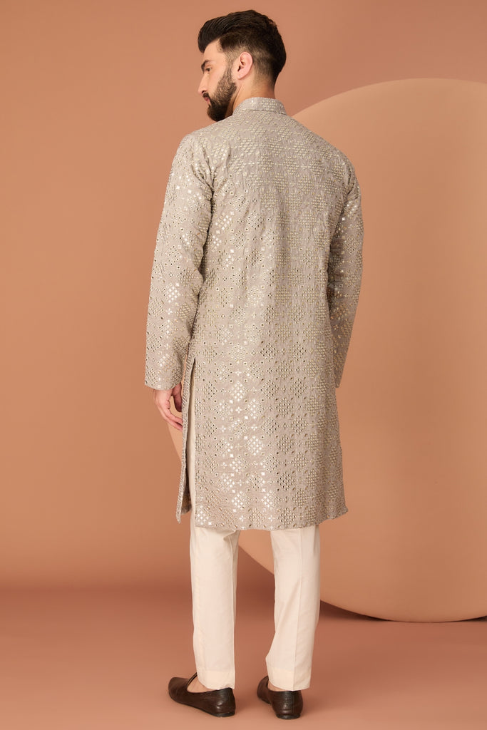 GEOMETRICALLY EMBROIDERED KURTA WITH INTRICATE THREAD AND SEQUIN WORK