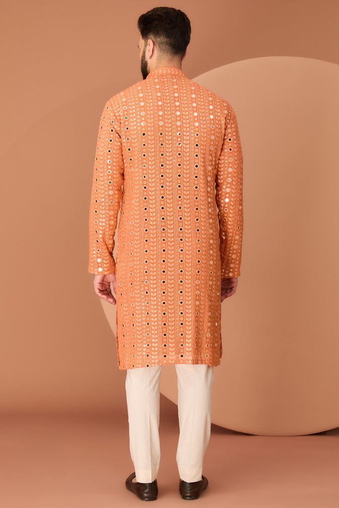 CLASSIC ORANGE MIRROR-WORK KURTA