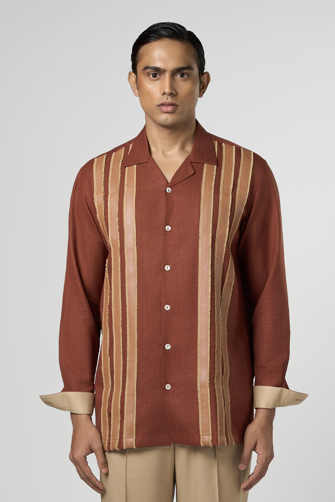 LEATHER STRIPED SHIRT