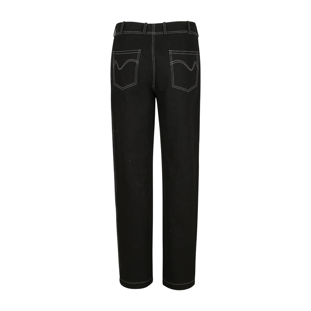 BLACK DENIM TROUSER WITH FRONT PATCH POCKET