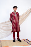 MAROON STRIPES KURTA SET