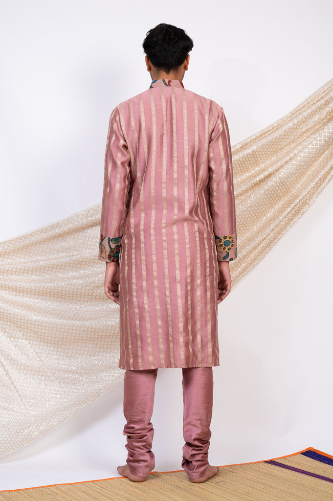 SANDROSE-PINK STRIPES KURTA SET