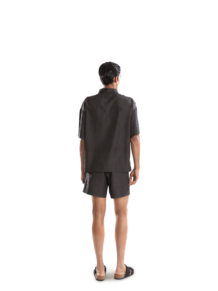 BLACK EMBOSSED SHORTS & T-SHIRT CO-ORD SET