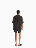 BLACK CAMP COLLAR HALF SLEEVES SHIRT