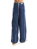 DARK WASH SQUARE WAIST DENIM PANTS