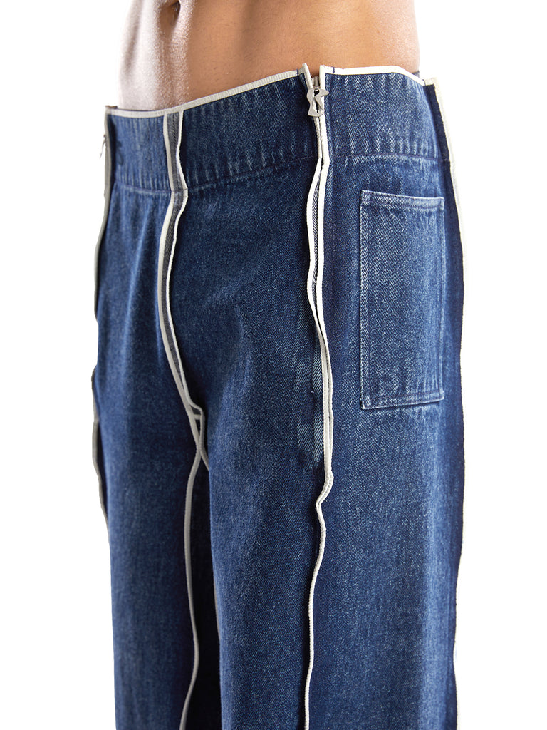 DARK WASH SQUARE WAIST DENIM PANTS