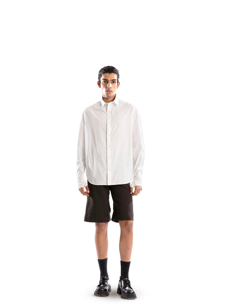 WHITE OVERSIZED GLOVED SHIRT