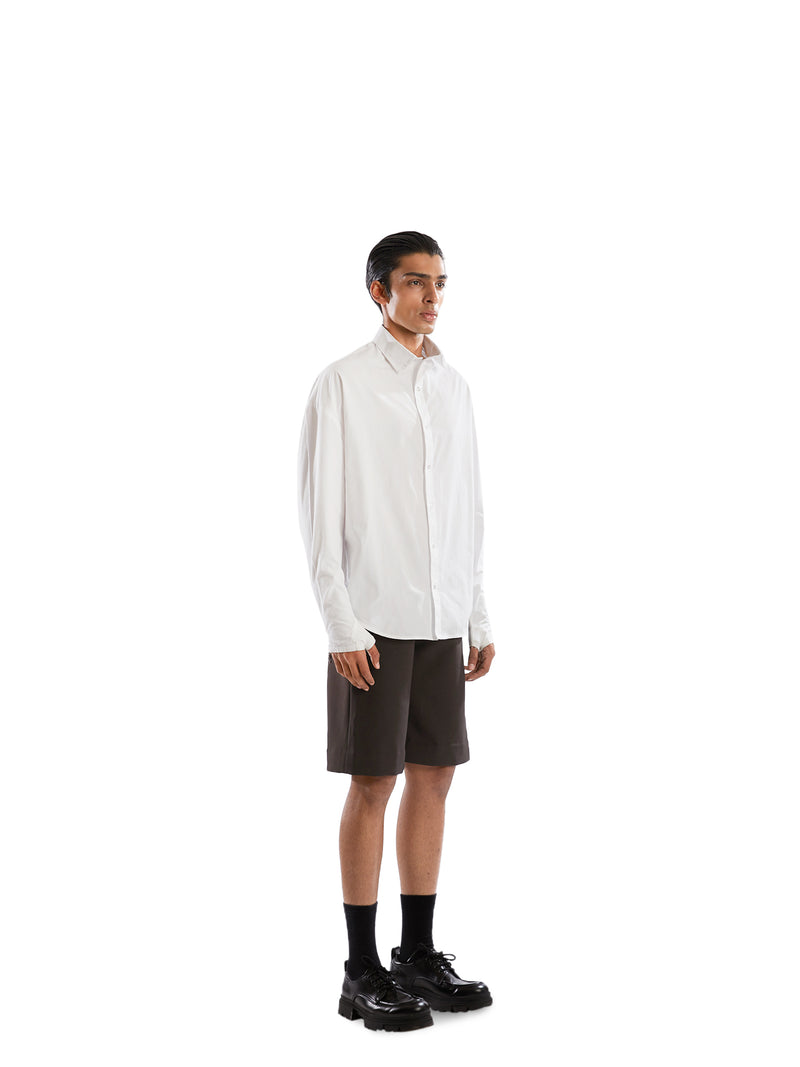 WHITE OVERSIZED GLOVED SHIRT