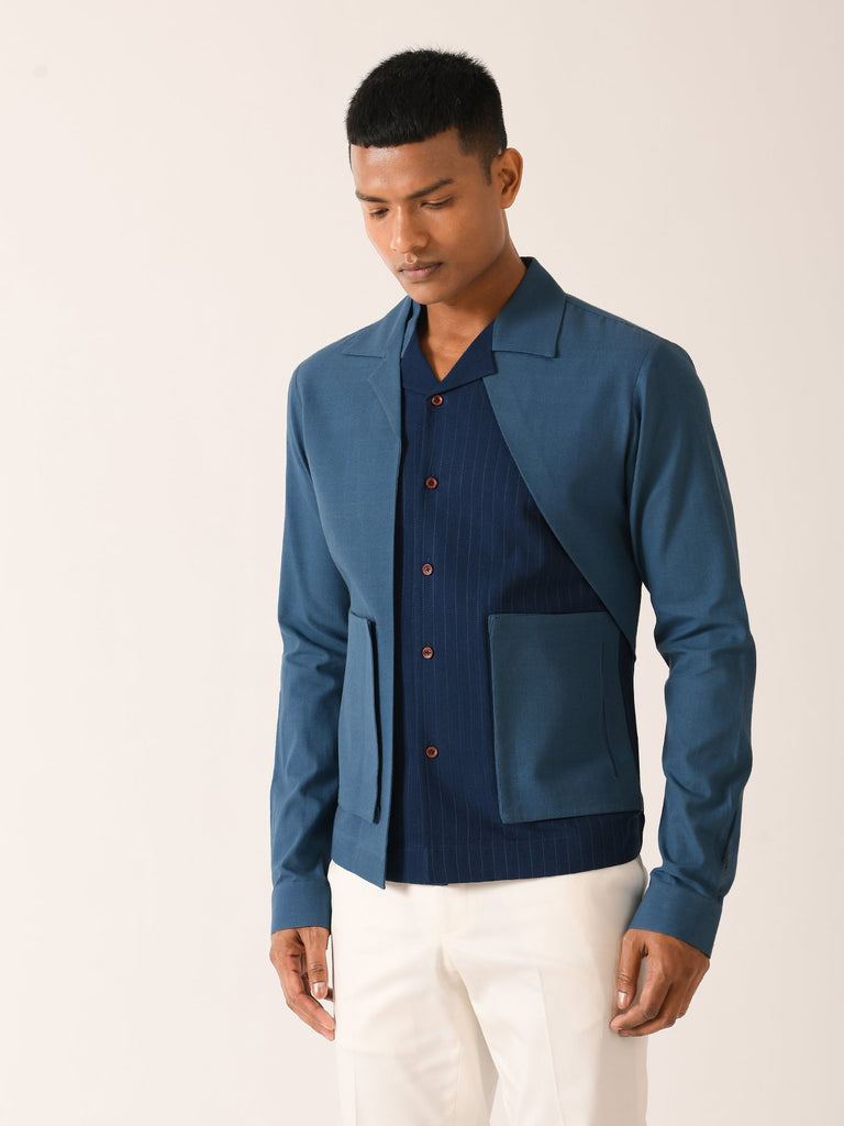 PINSTRIPE LAYERED HANDLOOM JACKET