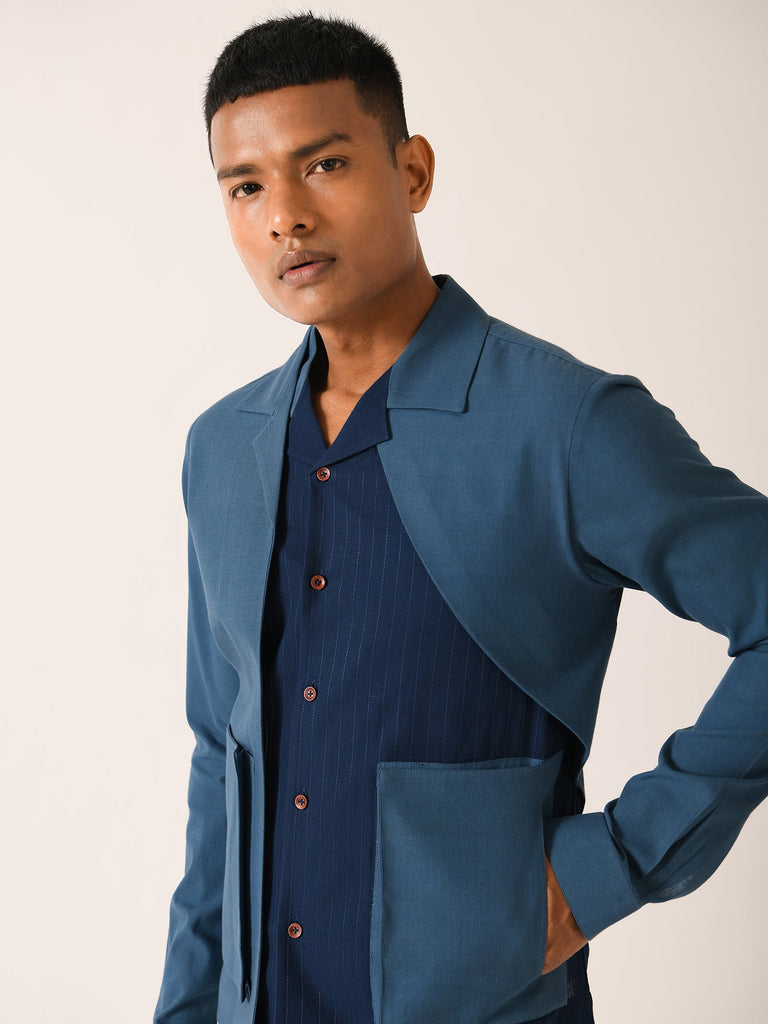 PINSTRIPE LAYERED HANDLOOM JACKET