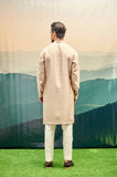 STONE BEIGE KURTA SET WITH SEMI CIRCLE TIE-DYE