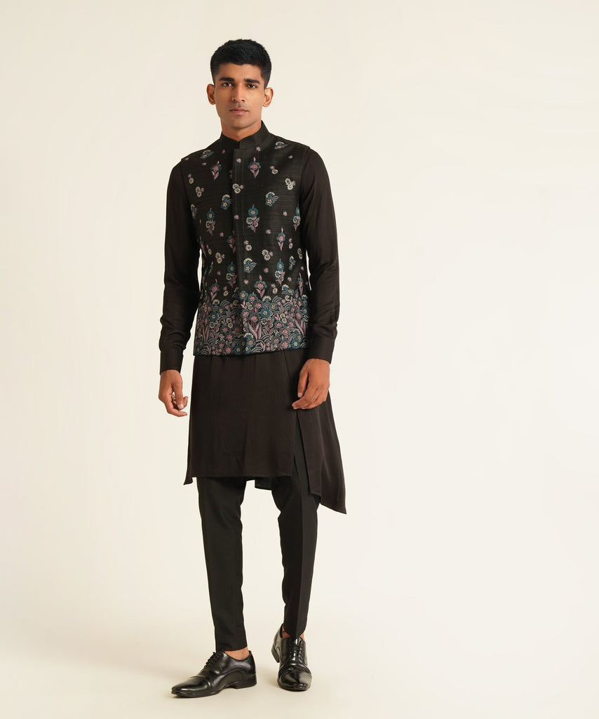 CONTRAST THREAD EMBROIDERY JAWAHAR JACKET BLACK
