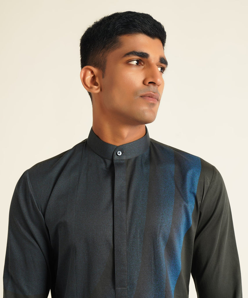 CURVED LINE PRINTED SHORT KURTA