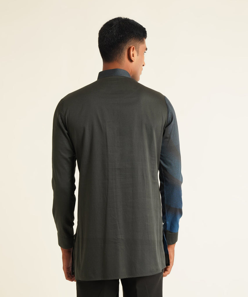 CURVED LINE PRINTED SHORT KURTA