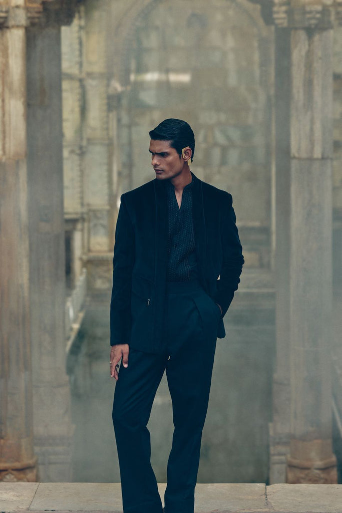 FRONT OPEN VELVET JACKET