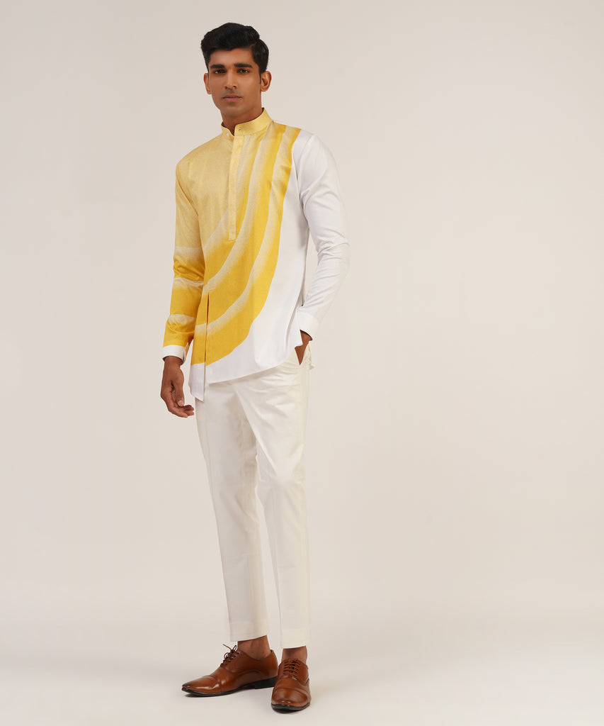 CURVED LINE PRINTED SHORT KURTA