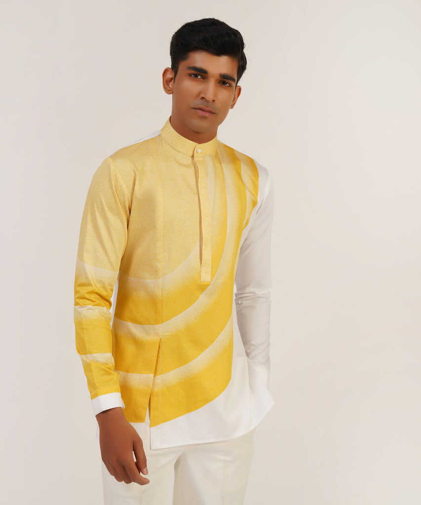 CURVED LINE PRINTED SHORT KURTA