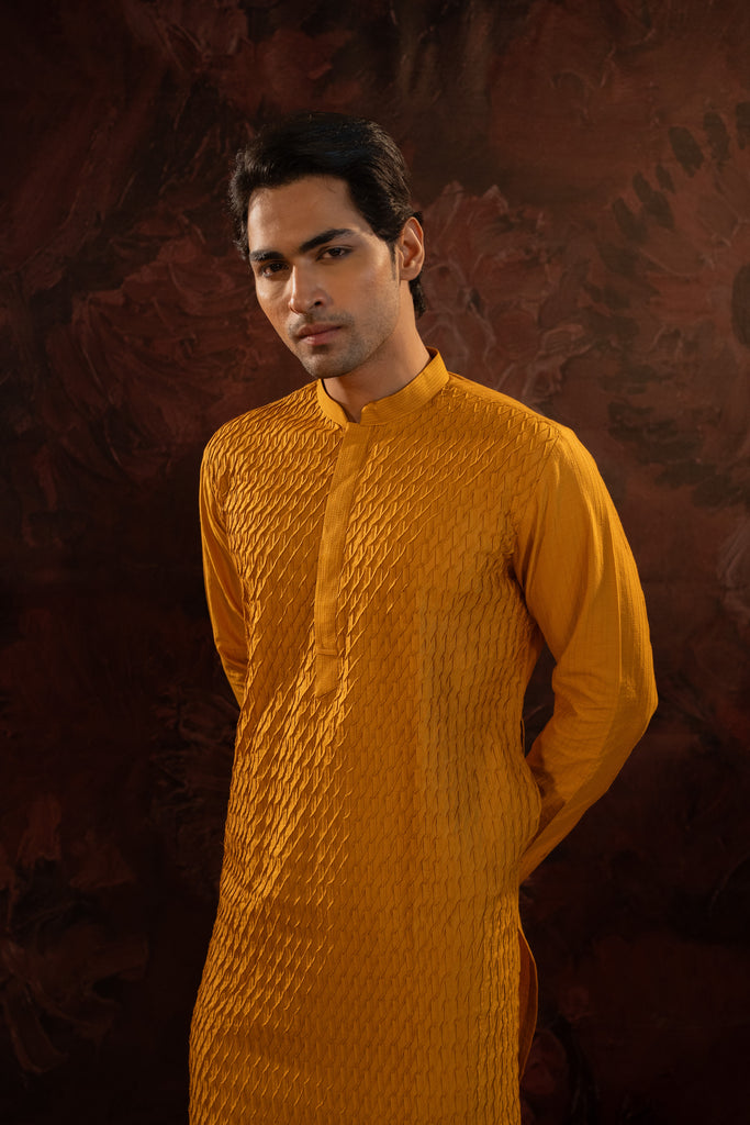 HONEY YELLOW PINTUCK KURTA SET
