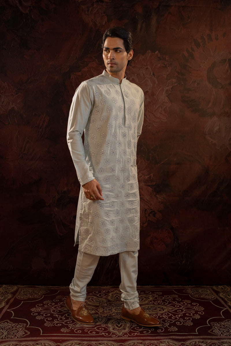 POWDER BLUE EMBROIDERED KURTA SET